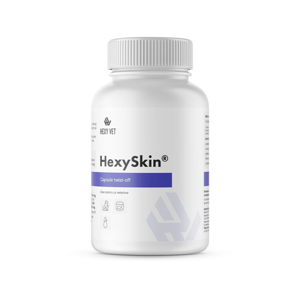 Hexy Skin 60 capsule supliment piele si blana caini si pisici dermatita si alergii