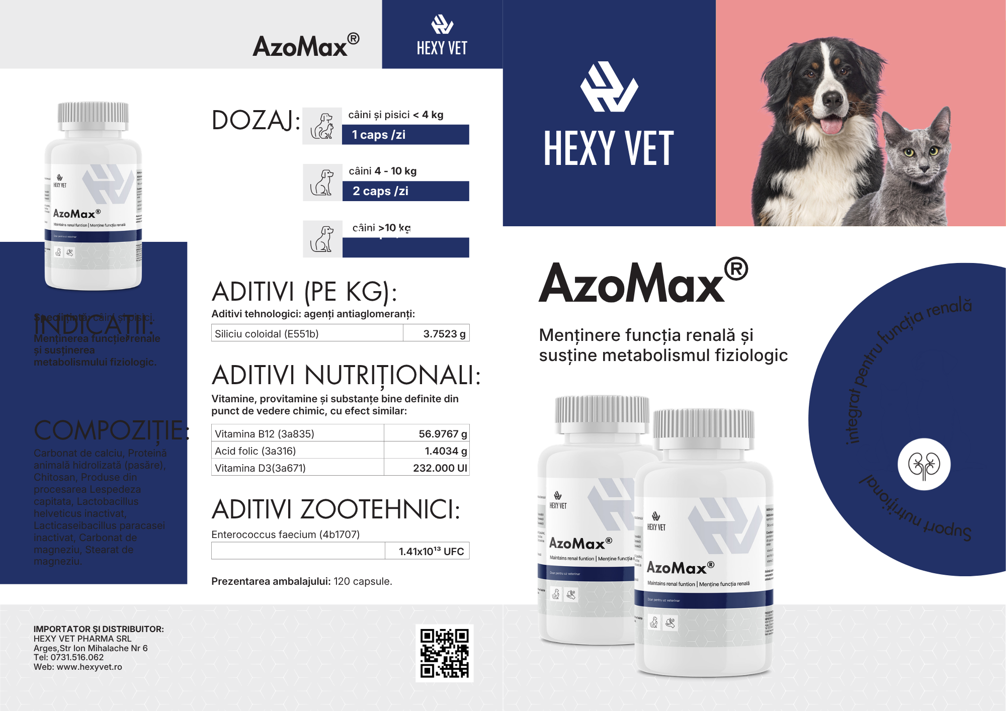 AzoMax ghid utilizare supliment renal caini pisici tip Azovet